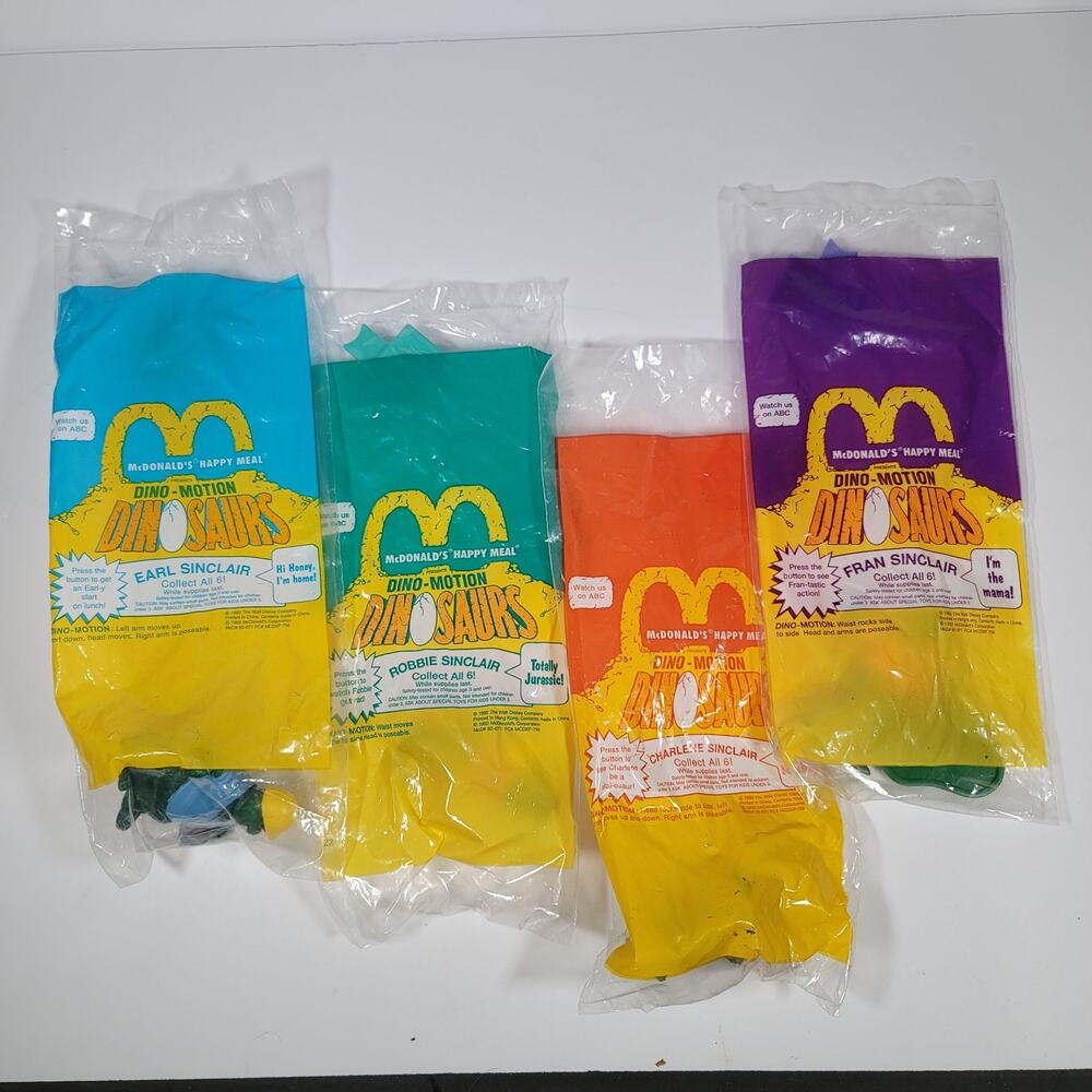Disney DINOSAURS TV Show McDonalds 1992 SET OF  DINO MOTION Happy Meal Toys NEW